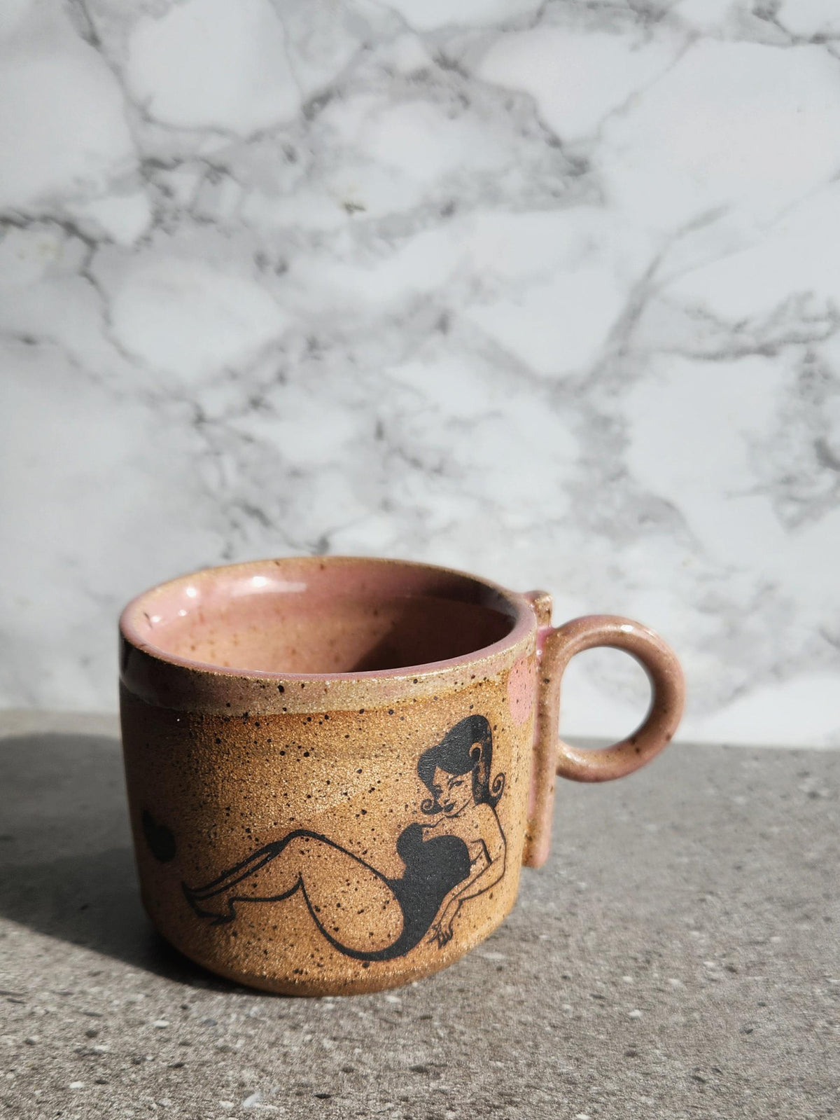Pinup Espresso Mugs - Pink Tan Speckled