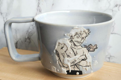 Training Swordsman Mug- Hand Painted Anime Manga Ceramic 12oz