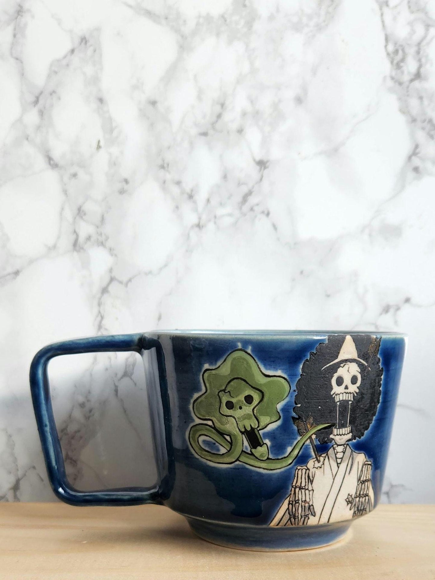 Ghost Musician Mug- Hand Painted Anime Manga Ceramic 8oz