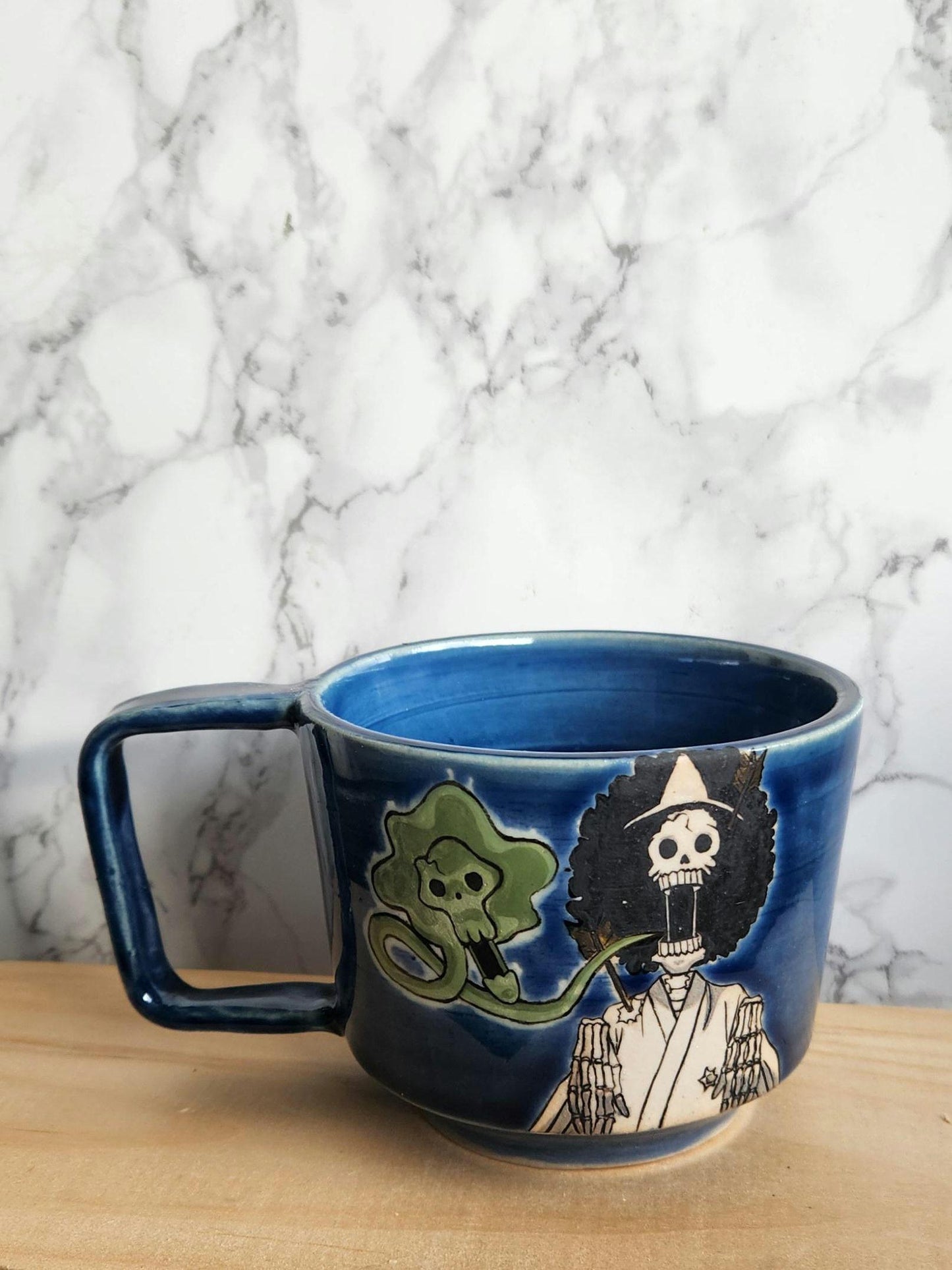 Ghost Musician Mug- Hand Painted Anime Manga Ceramic 8oz