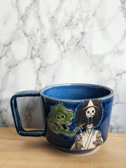 Ghost Musician Mug- Hand Painted Anime Manga Ceramic 8oz