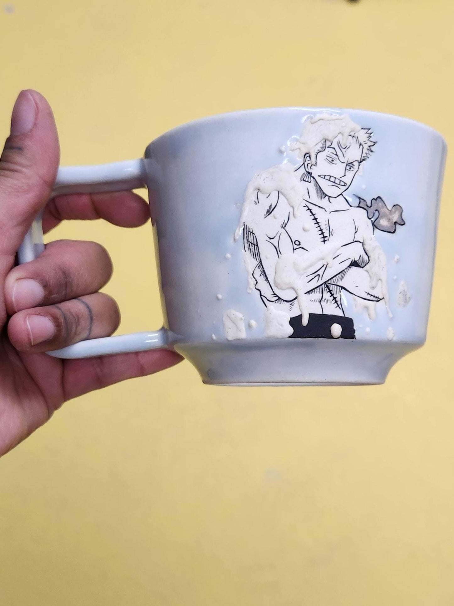 Training Swordsman Mug- Hand Painted Anime Manga Ceramic 12oz