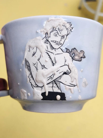 Training Swordsman Mug- Hand Painted Anime Manga Ceramic 12oz