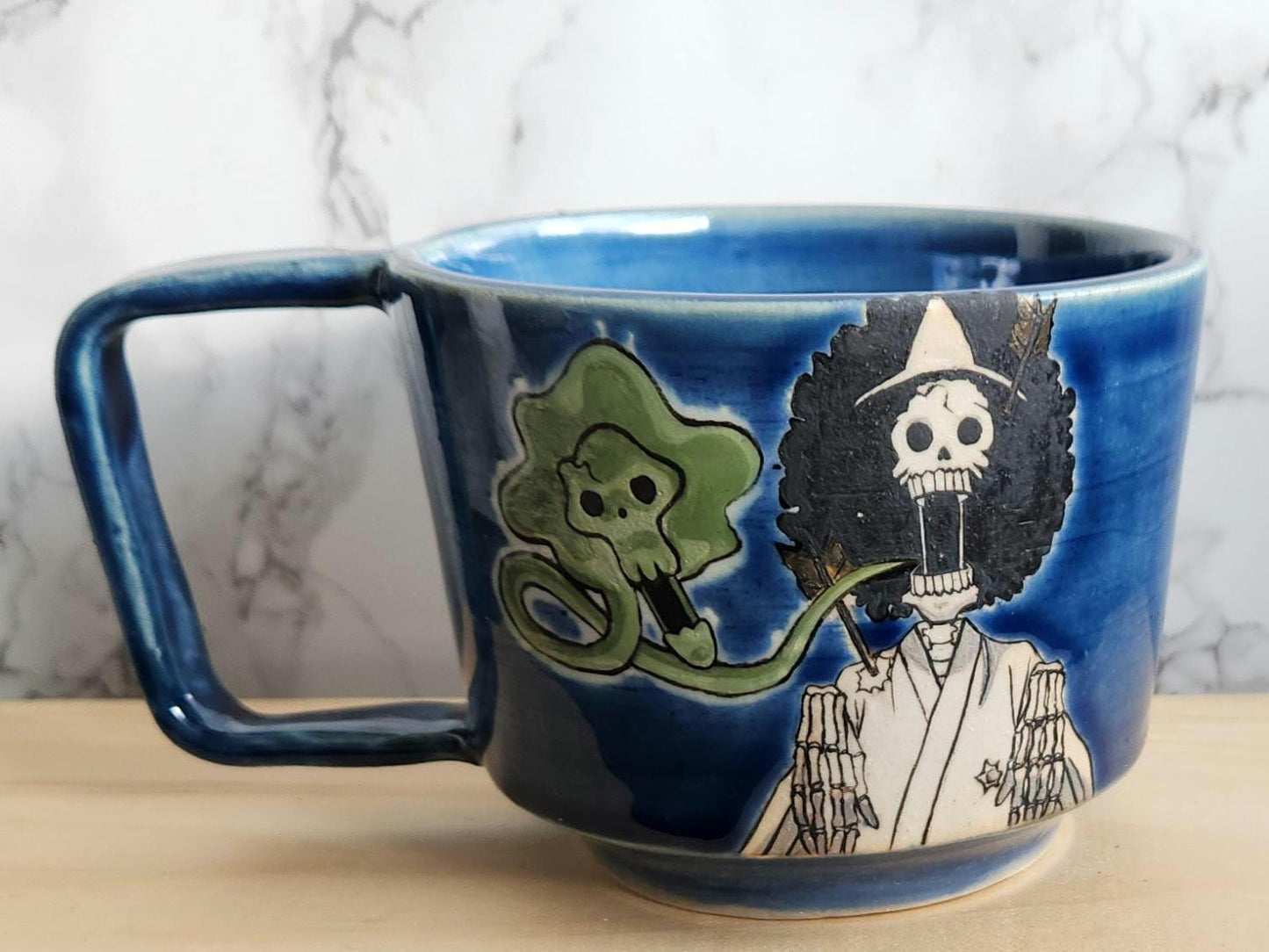 Ghost Musician Mug- Hand Painted Anime Manga Ceramic 8oz